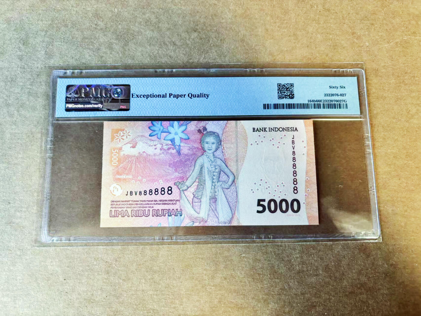 【Blue Auction】世界纸币精拍第754期——18级TOP拍卖/信誉/品质/专业/高效💫 【全同8】印尼 2022年5000卢比 PMG66EPQ 