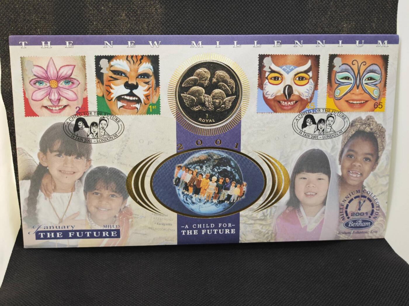 【淘币小摊】限时拍第八百零七拍  克朗币邮币封场  满百包邮可预留两周  周一统一发货   直布罗陀1999年小天使克朗纪念币邮币封