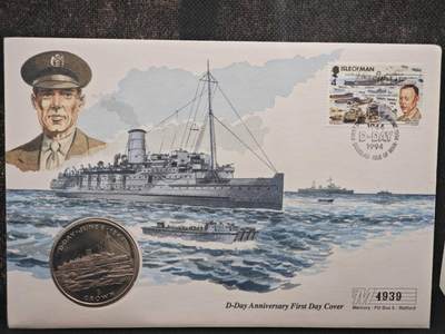 【淘币小摊】限时拍第八百零七拍  克朗币邮币封场  满百包邮可预留两周  周一统一发货  -   马恩岛1994年诺曼底登陆50周年克朗纪念币邮币封