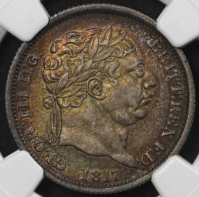 修遠堂世界钱币第九十四期 - NGC AU53 1817年英国1先令银币 极品五彩