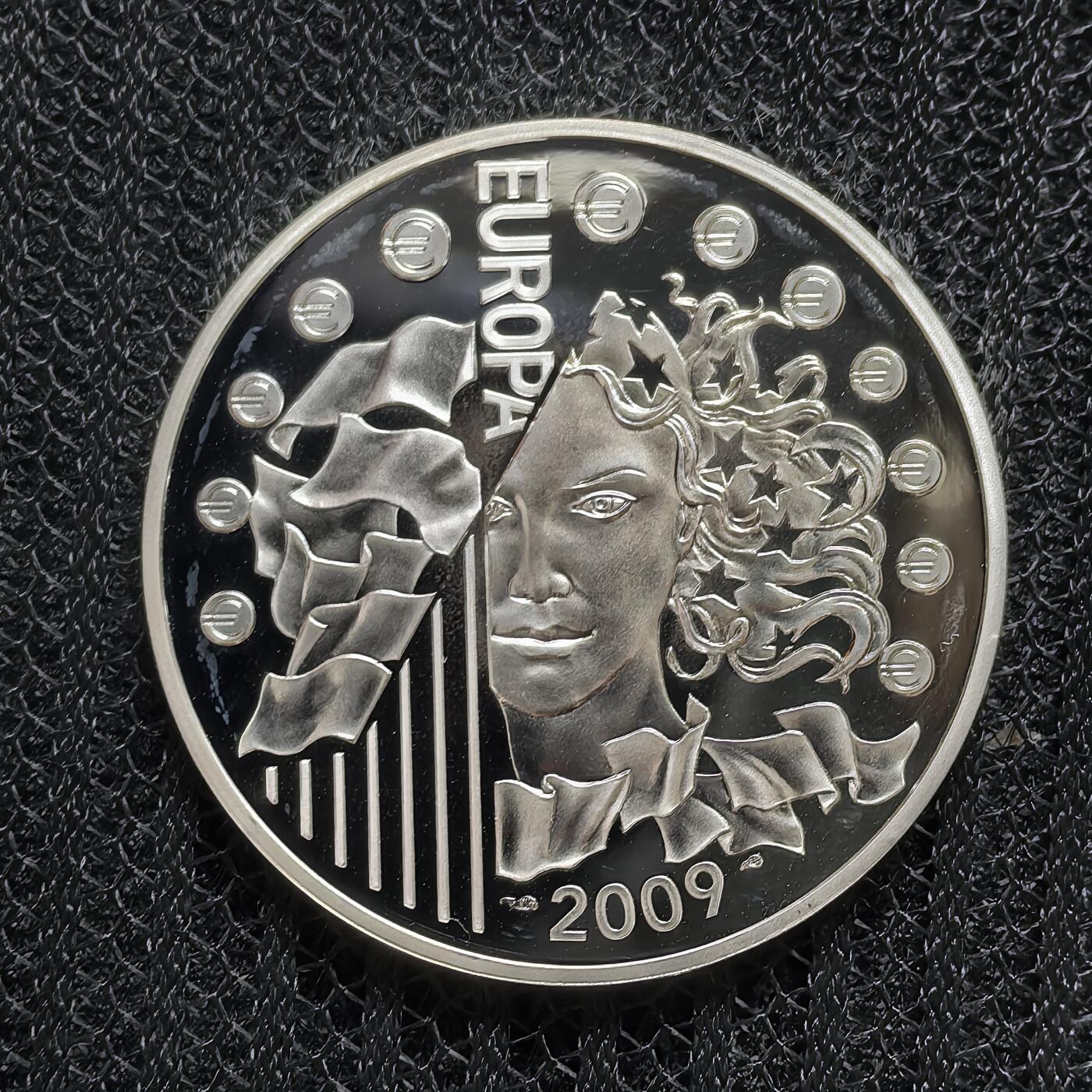 道一币馆币章第一百五十六场 原盒证 法国2009年柏林墙倒塌20周年10欧元银币