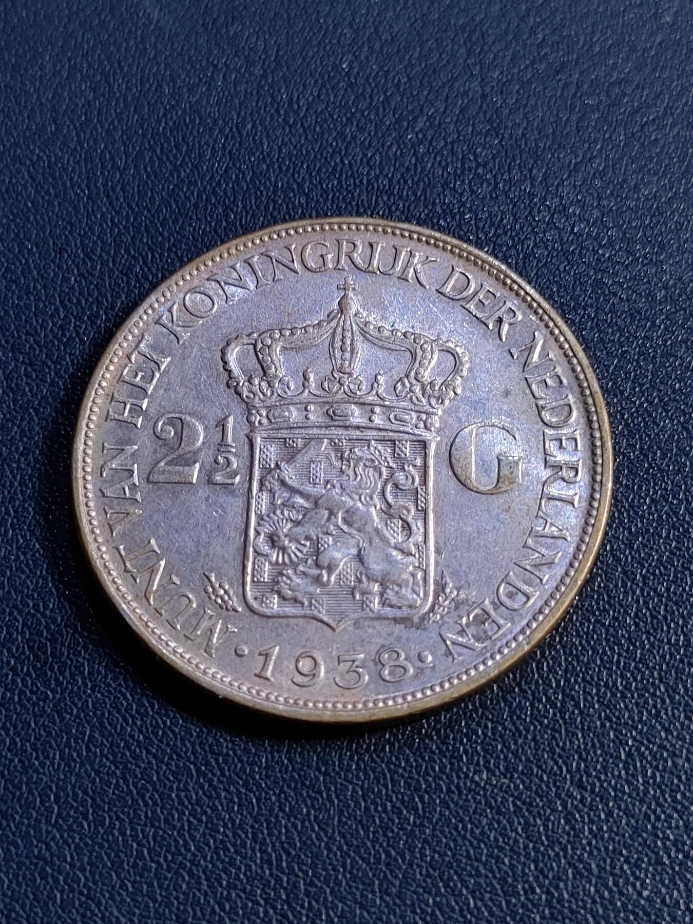 荷兰威廉敏娜1938年2.5盾银币