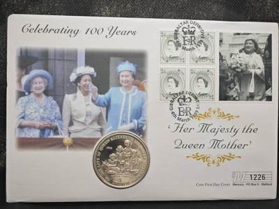 【淘币小摊】限时拍第八百零七拍  克朗币邮币封场  满百包邮可预留两周  周一统一发货  -  直布罗陀1999年女王母亲生平克朗纪念币邮币封