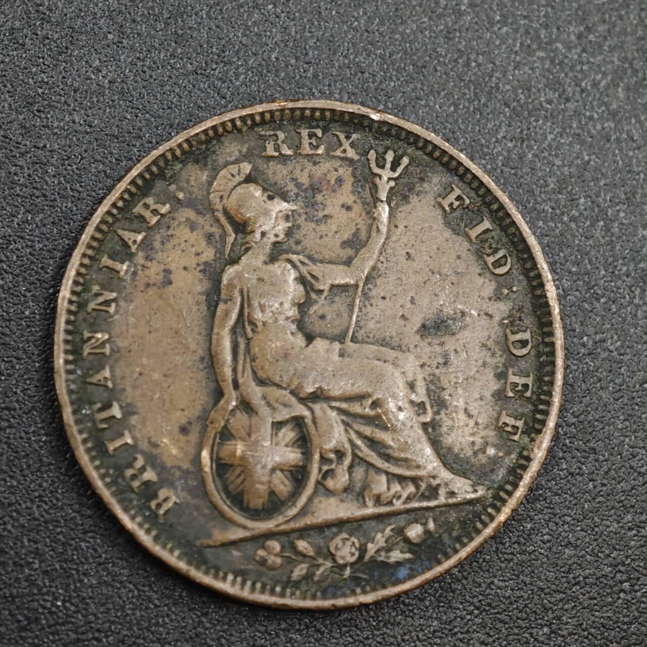 【淘币小摊】实时拍第八百零四拍   散币银币场   满百包邮可预留二周 每周一统一发货   英国1826年乔治四世法新铜币