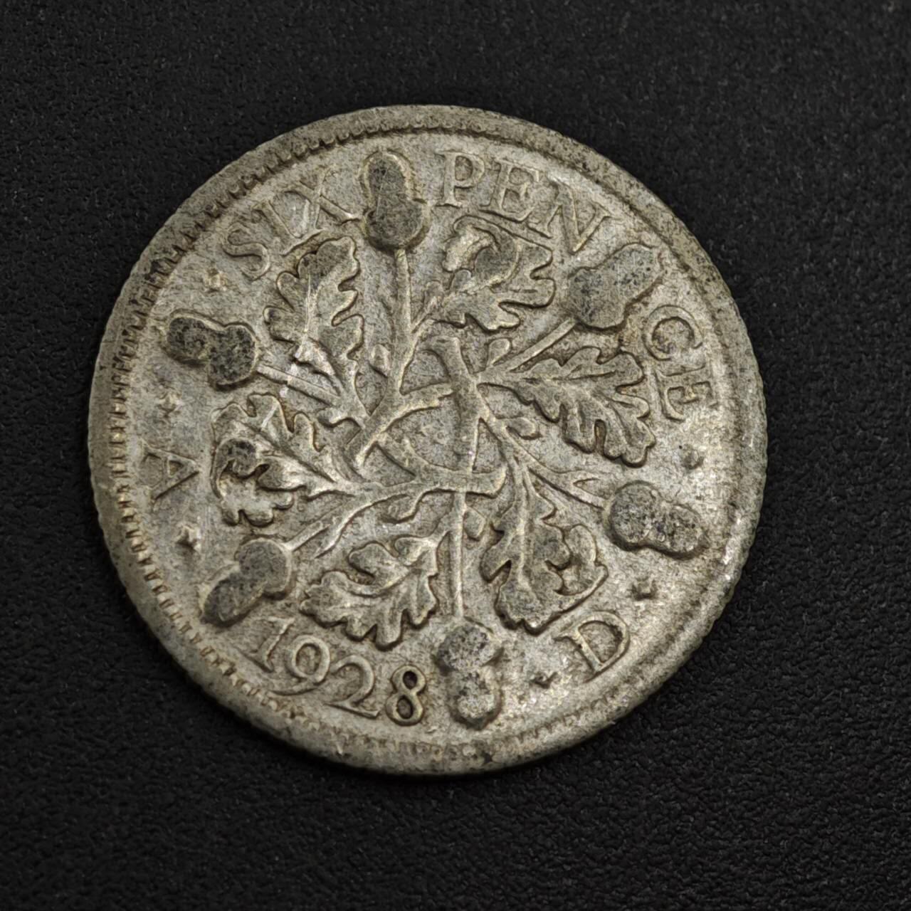 【淘币小摊】实时拍第八百零四拍   散币银币场   满百包邮可预留二周 每周一统一发货   英国1928年乔治五世6便士银币