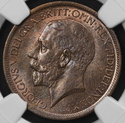 修遠堂世界钱币第九十四期 - NGC MS65RB 1916年英国1/2便士铜币