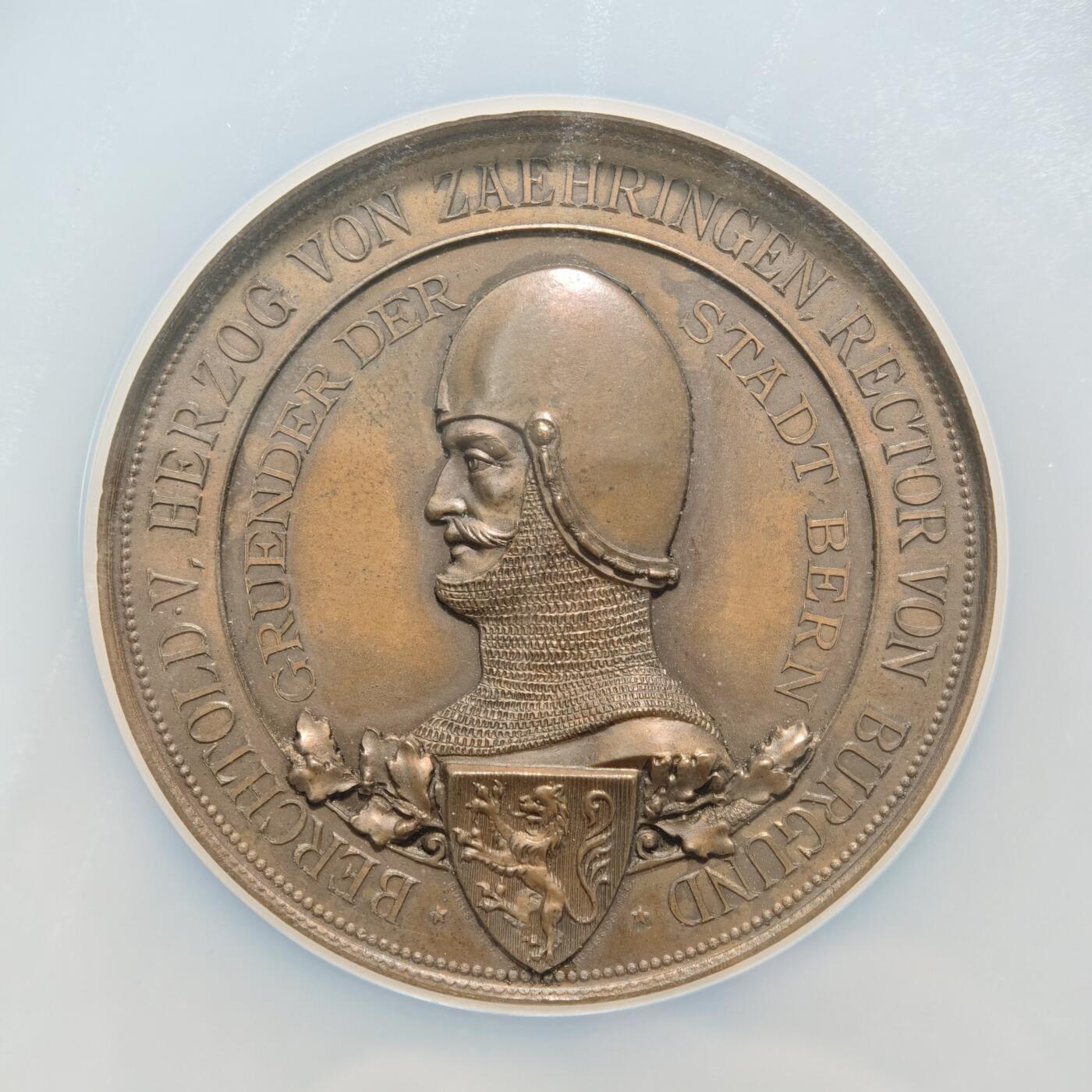 【德藏】世界币章拍卖第154期（拍品征集中~欢迎藏友联系） 1891年 瑞士伯尔尼建城700周年纪念大铜章 50mm NGC MS62 设计精美 细节满满 