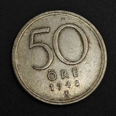 【淘币小摊】实时拍第八百零四拍   散币银币场   满百包邮可预留二周 每周一统一发货   - 瑞典1948年50欧尔银币