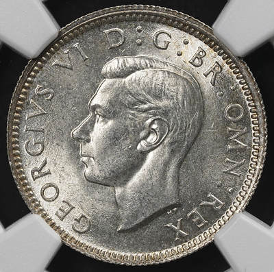 修遠堂世界钱币第九十四期 - NGC MS65 1943年英国6便士银币