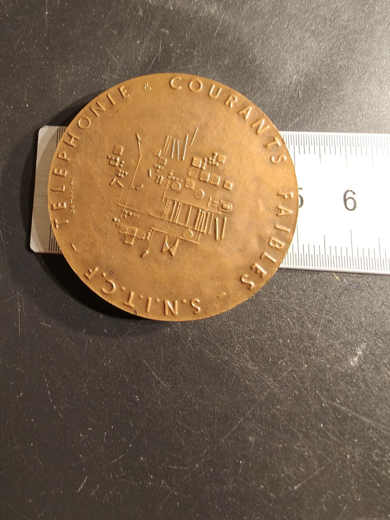 老王徽章第165期 法国弱电行业协会大铜章     直径50mm.    重量59g