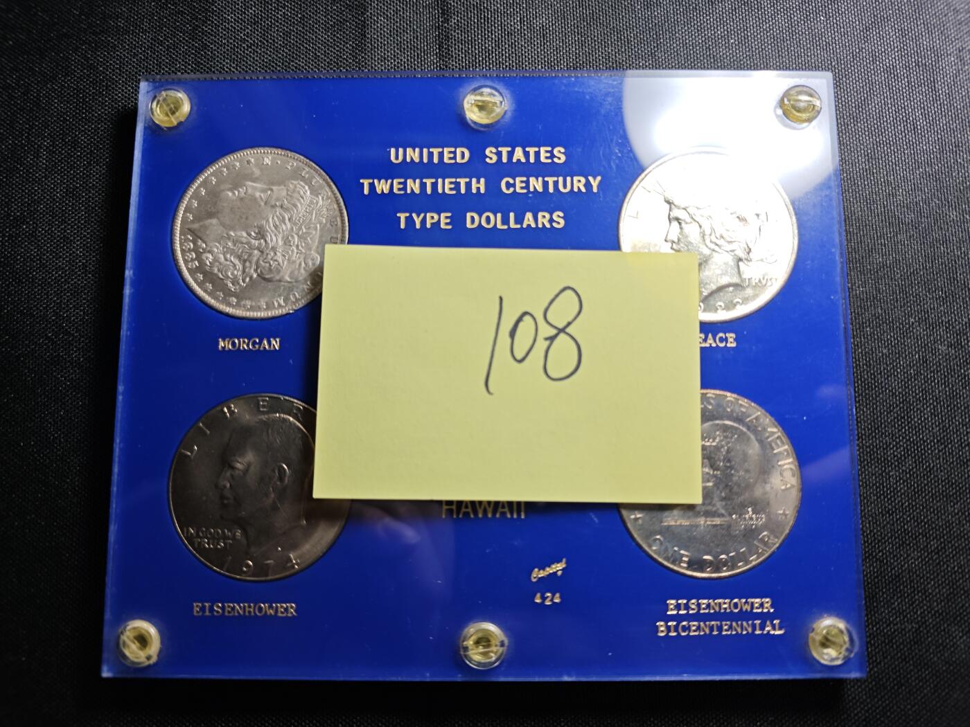 KK钱币收藏小铺 （套币 好品/批量散币 银币）专场  2月预留时间 周末发货  美国1元5枚套卡册 含和平鸽一元，摩根一元银币！