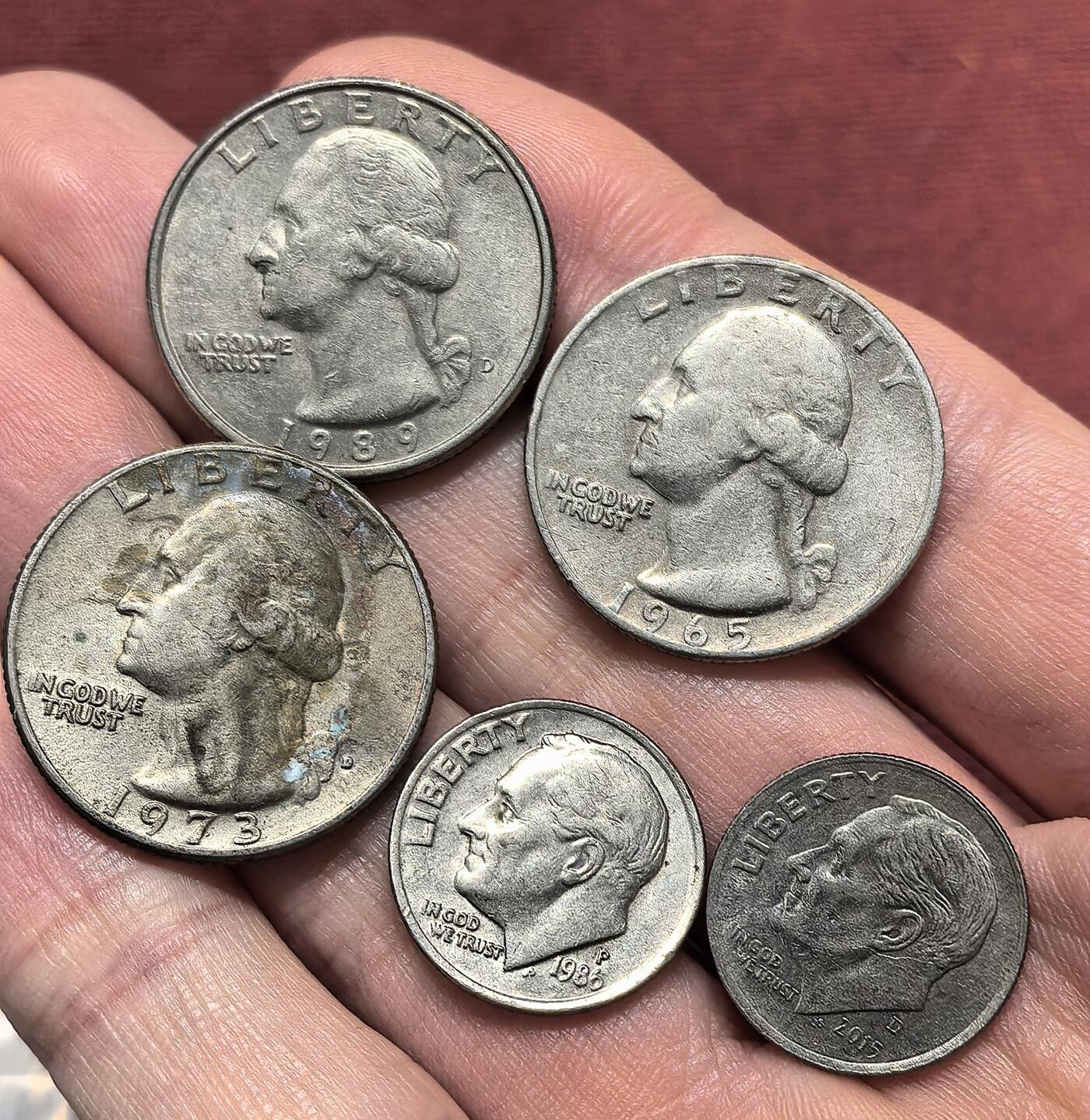 南宋泉阁俄币 外币 国币 专场第十九期 【送拍无额外佣金】 美国  25美分3枚 10美分两枚 一组5枚 好品