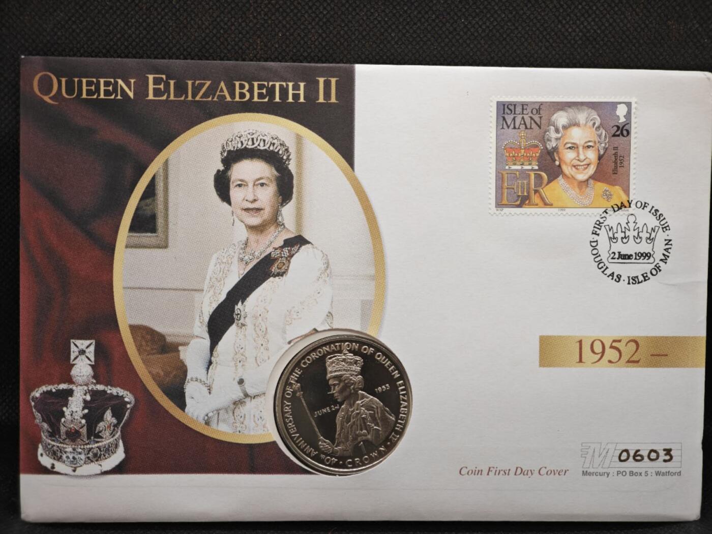 【淘币小摊】限时拍第八百零七拍  克朗币邮币封场  满百包邮可预留两周  周一统一发货   直布罗陀1993年女王加冕40周年克朗纪念币邮币封