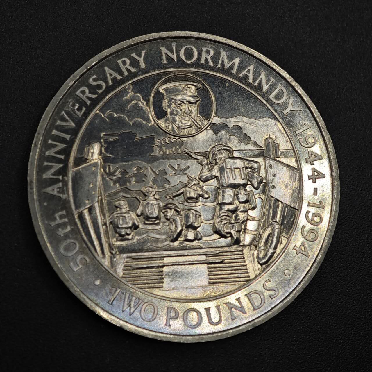 【淘币小摊】限时拍第八百零七拍  克朗币邮币封场  满百包邮可预留两周  周一统一发货    根西岛1994年诺曼底登陆50周年2镑纪念币