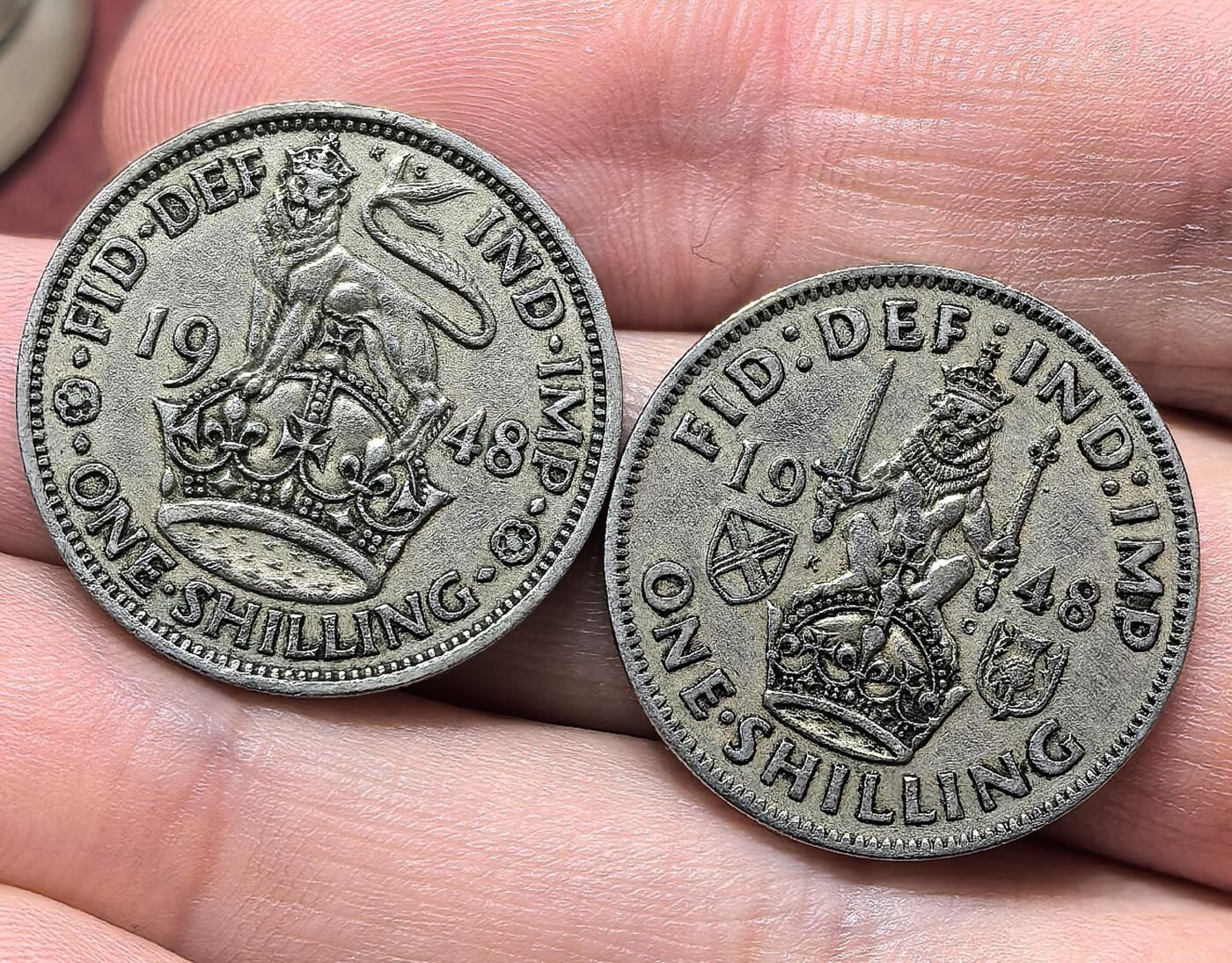 南宋泉阁俄币 外币 国币 专场第十九期 【送拍无额外佣金】 英国 1948年 乔治六世1先令一对 通货好品 字口还可以 