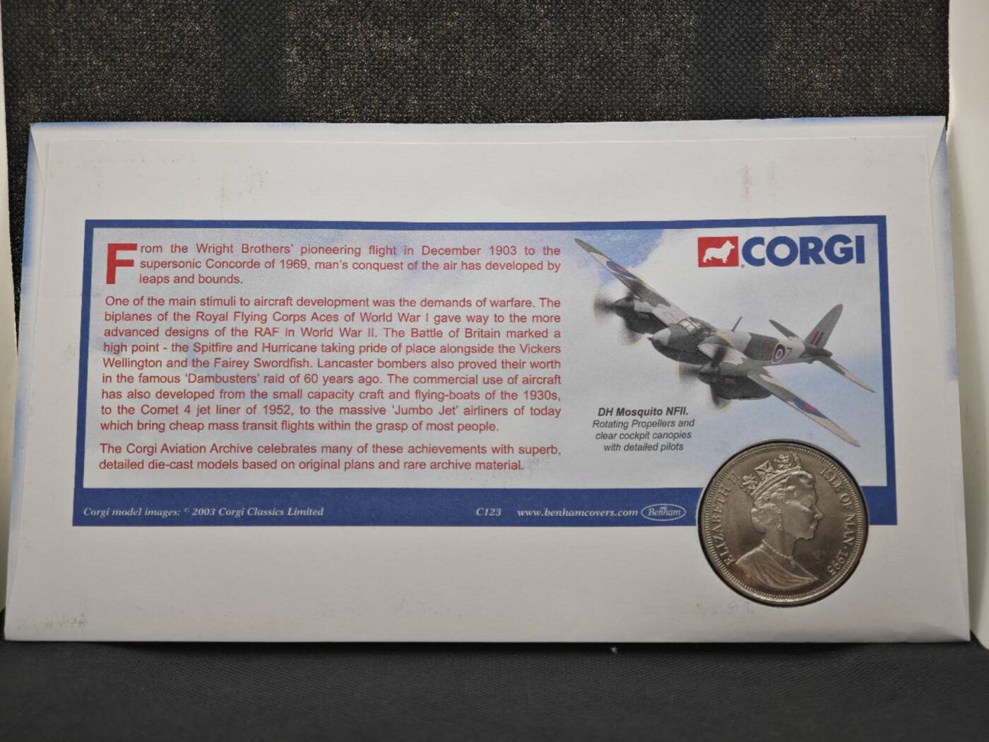 【淘币小摊】限时拍第八百零七拍  克朗币邮币封场  满百包邮可预留两周  周一统一发货   马恩岛1995年二战战斗机克朗纪念币邮币封