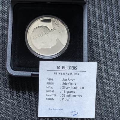 道一币馆币章第一百五十六场 - 原盒证 荷兰1996年鲁特琴演奏家扬斯丁10盾精制银币