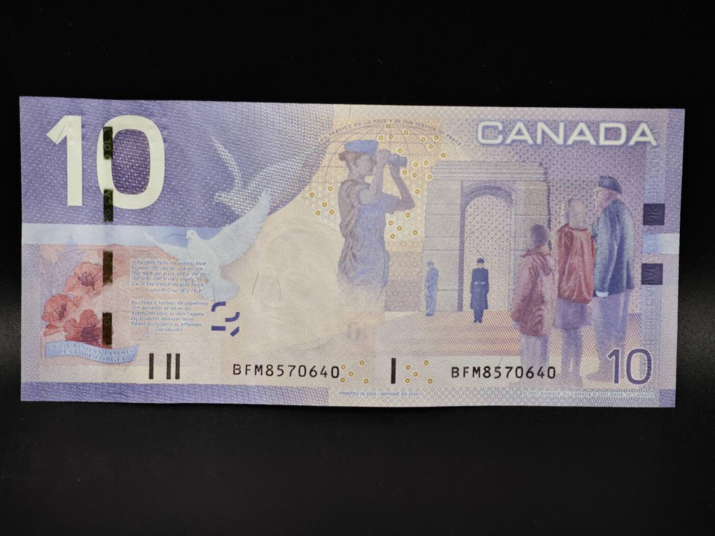 【淘币小摊】限时拍第八百零五拍  纸币场  满百包邮可预留两周  周一统一发货  加拿大2005年10元纸币