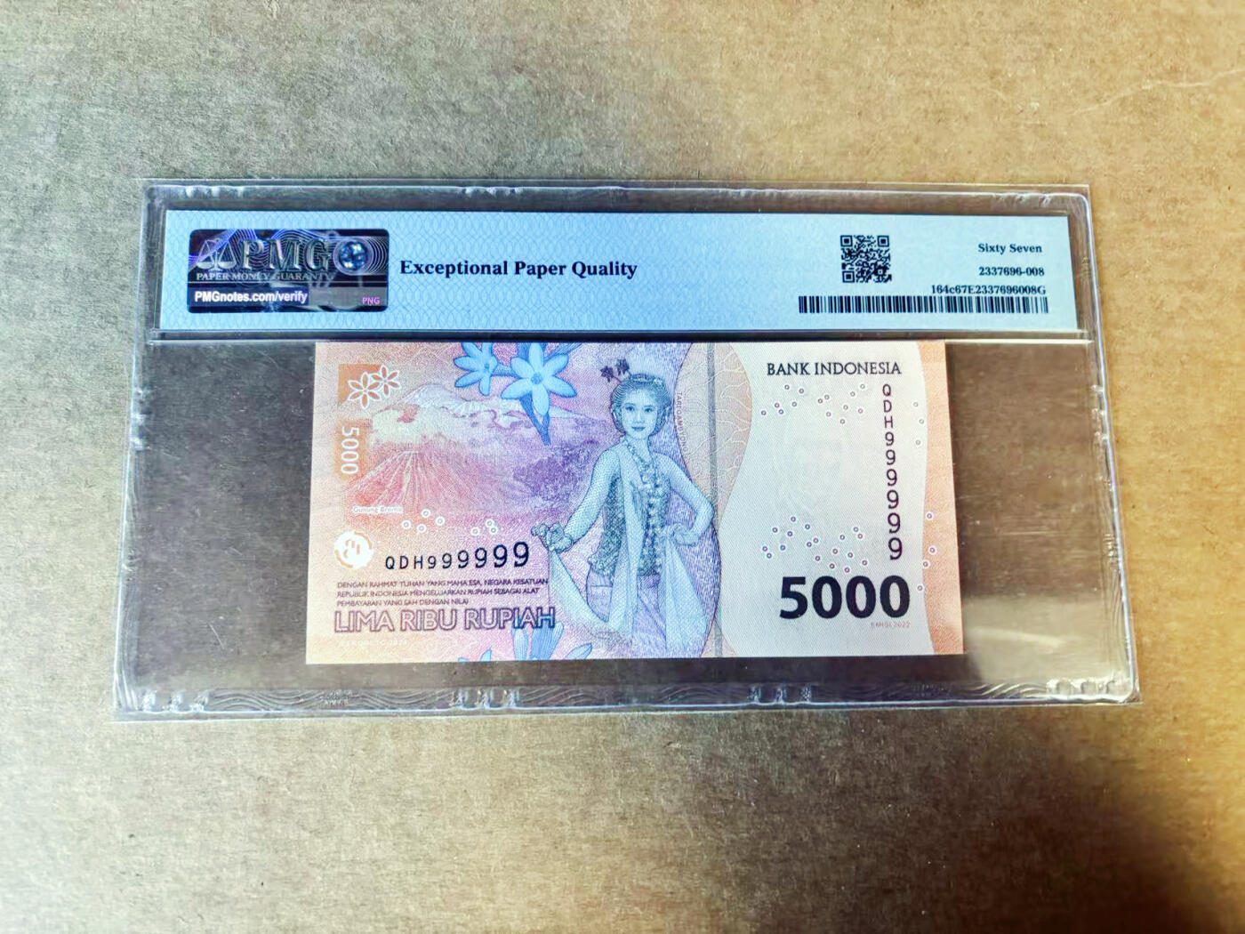 【Blue Auction】世界纸币精拍第754期——18级TOP拍卖/信誉/品质/专业/高效💫 【全同9】印尼 2022年5000卢比 PMG67EPQ 