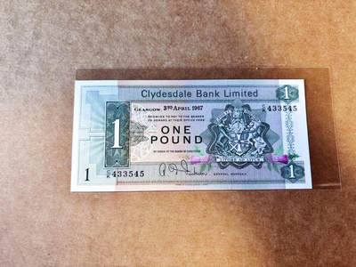【Blue Auction】世界纸币精拍第754期——18级TOP拍卖/信誉/品质/专业/高效💫 - 苏格兰 1967年1镑 背面大船 全新UNC