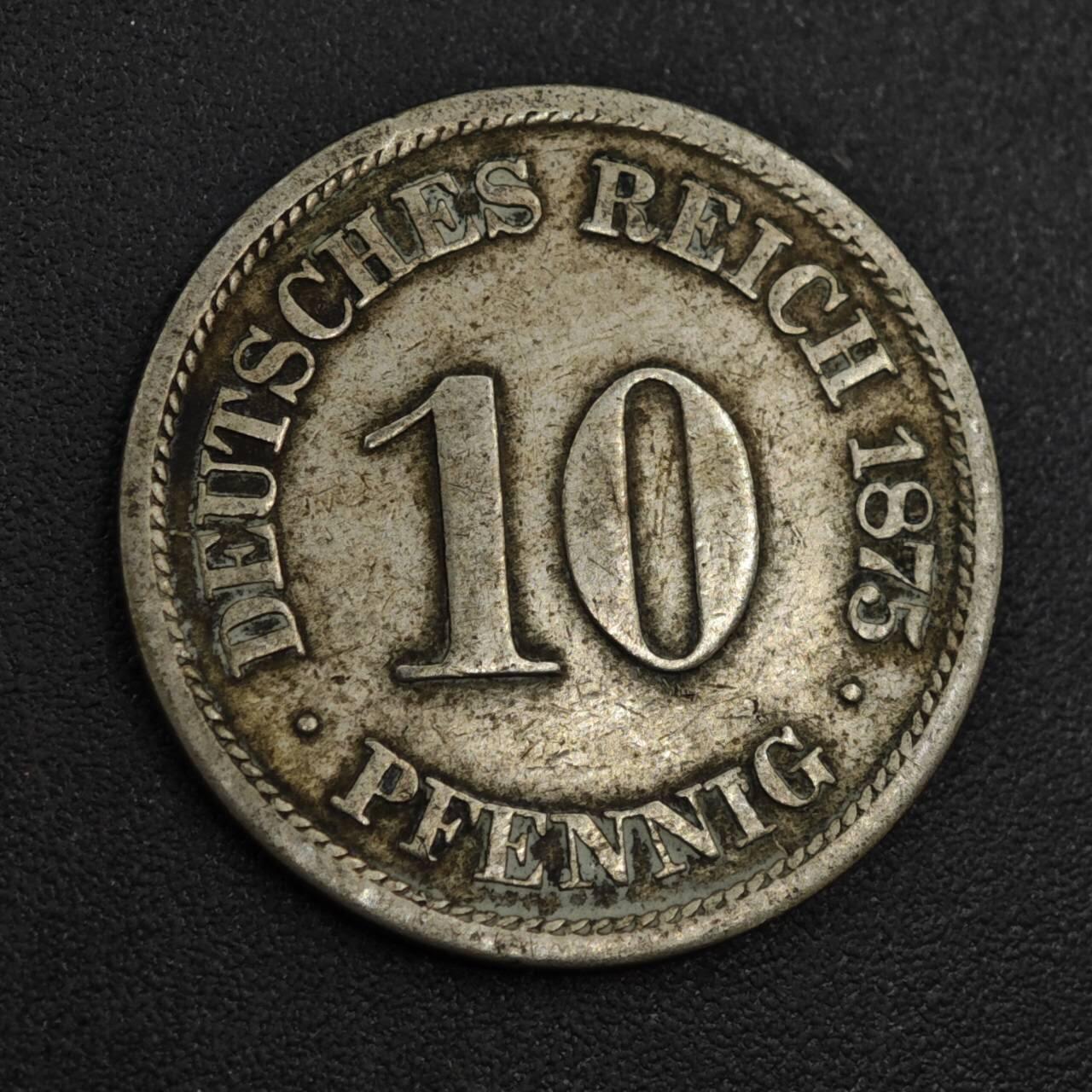 【淘币小摊】实时拍第八百零四拍   散币银币场   满百包邮可预留二周 每周一统一发货   德国1875年短翅10芬妮镍币