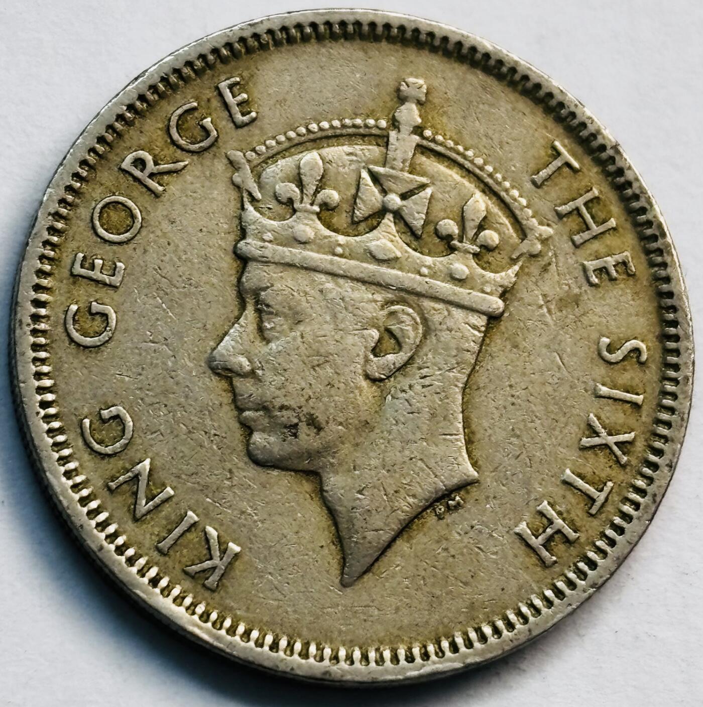 文馨钱币收藏第 282 场，【 长期接收代拍品】，加拿大老铜代用币，银币，德三系列场 1951 年英属香港男王大 5 毫独年份