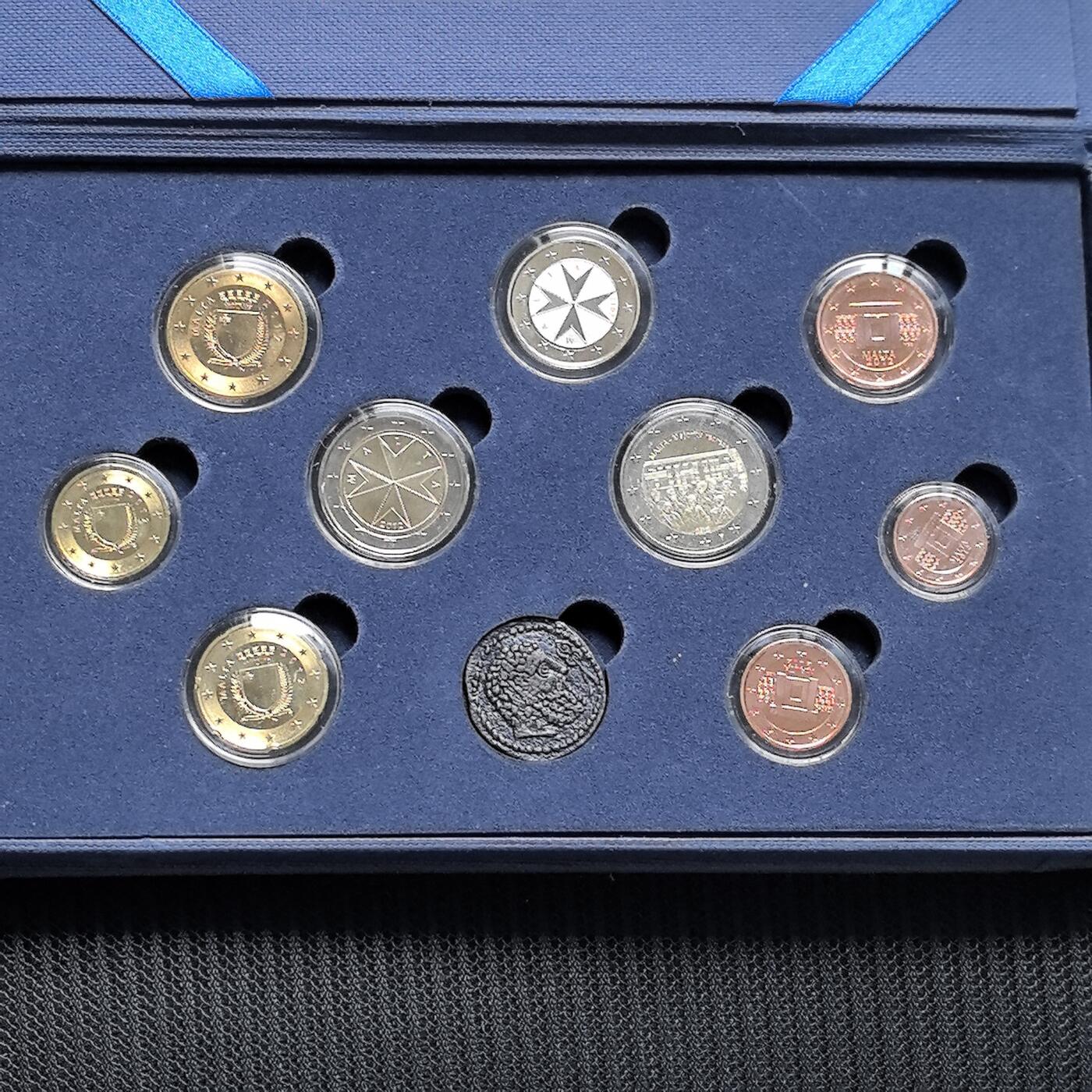 道一币馆币章第一百五十六场 原盒证 马耳他2012年欧元套币九枚+纪念章 含2欧元纪念币 盒底有脱胶