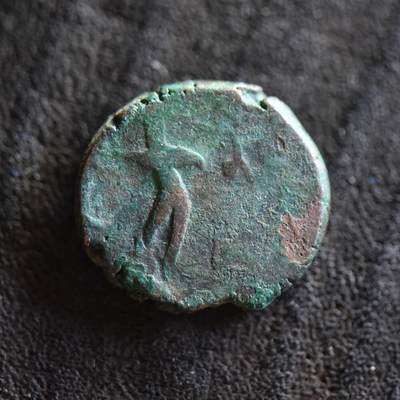 【良泉】第42期【自动场】12月4日晚19.30点开拍！99枚域外古代钱币专场  - 约1780-1850年【阿富汗】自治地区打制“弯刀”法鲁斯铜币，4.54克