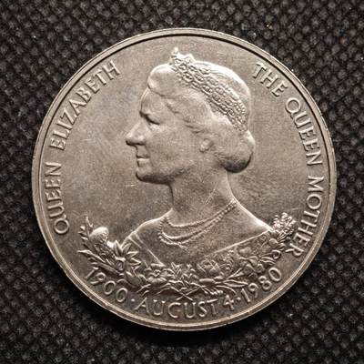 【淘币小摊】限时拍第八百零七拍  克朗币邮币封场  满百包邮可预留两周  周一统一发货  -  根西岛1980年女王母亲80周岁25便士纪念币