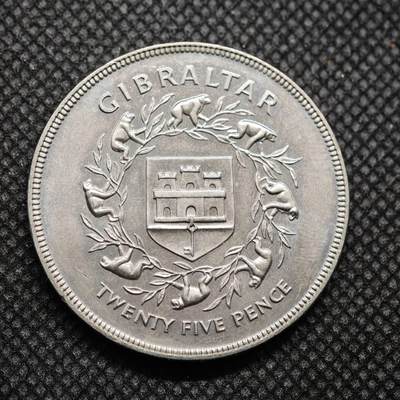 【淘币小摊】限时拍第八百零七拍  克朗币邮币封场  满百包邮可预留两周  周一统一发货  -  直布罗陀1977年女王登基银禧25便士纪念币