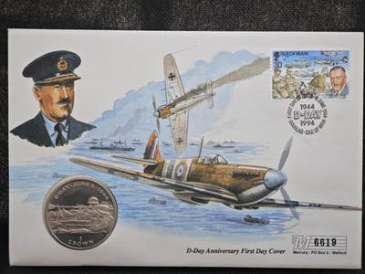 【淘币小摊】限时拍第八百零七拍  克朗币邮币封场  满百包邮可预留两周  周一统一发货  -   马恩岛1994年诺曼底登陆50周年克朗纪念币邮币封