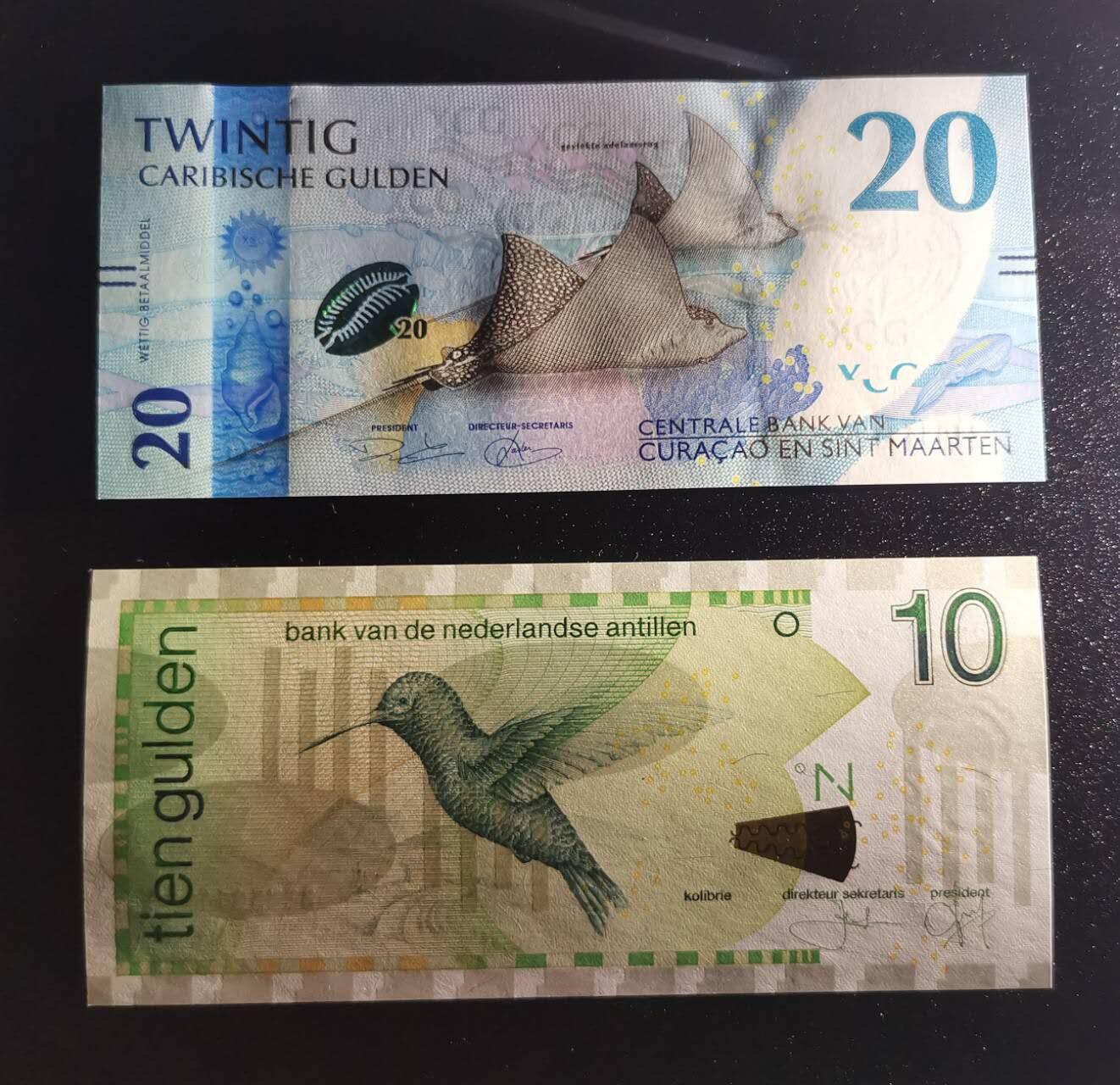 《艾美收藏》第221期-11.23周日黄金场精品荟萃 (2张首发)荷属库拉索和圣马丁20加勒比盾&荷属安的列斯10盾UNC