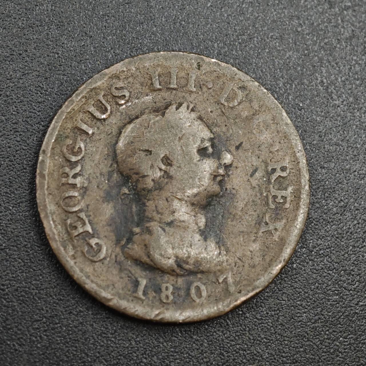 【淘币小摊】实时拍第八百零四拍   散币银币场   满百包邮可预留二周 每周一统一发货   英国1807年乔治三世法新铜币