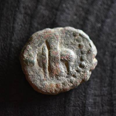 【良泉】第42期【自动场】12月4日晚19.30点开拍！99枚域外古代钱币专场  - 公元220-250年【古印度】贵霜，迦腻色伽二世“湿婆瘤牛”铜币，8.35克