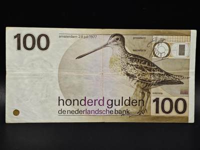 【淘币小摊】限时拍第八百零五拍  纸币场  满百包邮可预留两周  周一统一发货  - 荷兰1977年100盾纸币【有折】