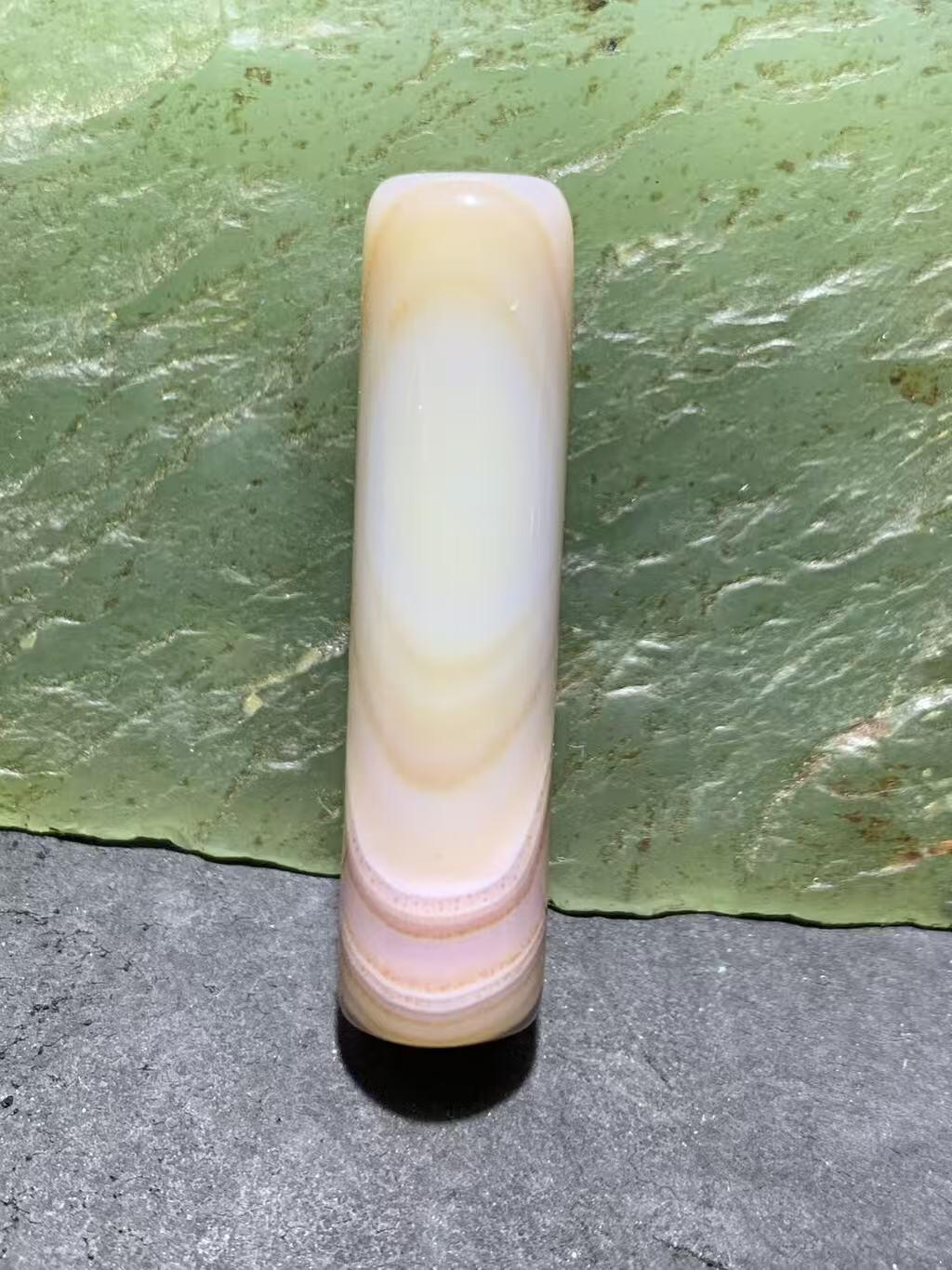 8字天眼纹缠丝玛瑙随形直桶，桶珠一个，