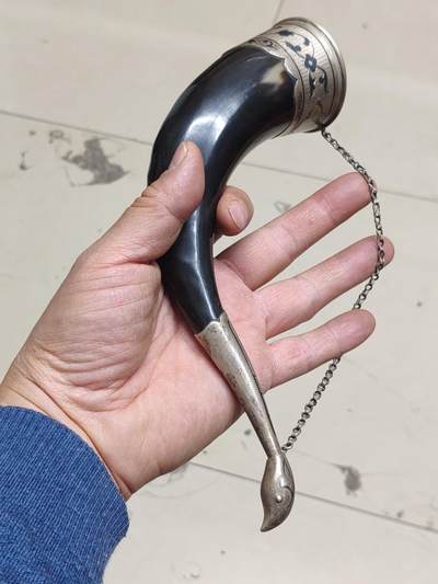 老银件 - 苏联牛角乌银杯