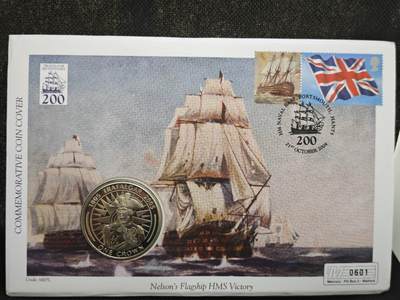 【淘币小摊】限时拍第八百零七拍  克朗币邮币封场  满百包邮可预留两周  周一统一发货  -  直布罗陀2005年特拉法加海战200周年克朗纪念币邮币封