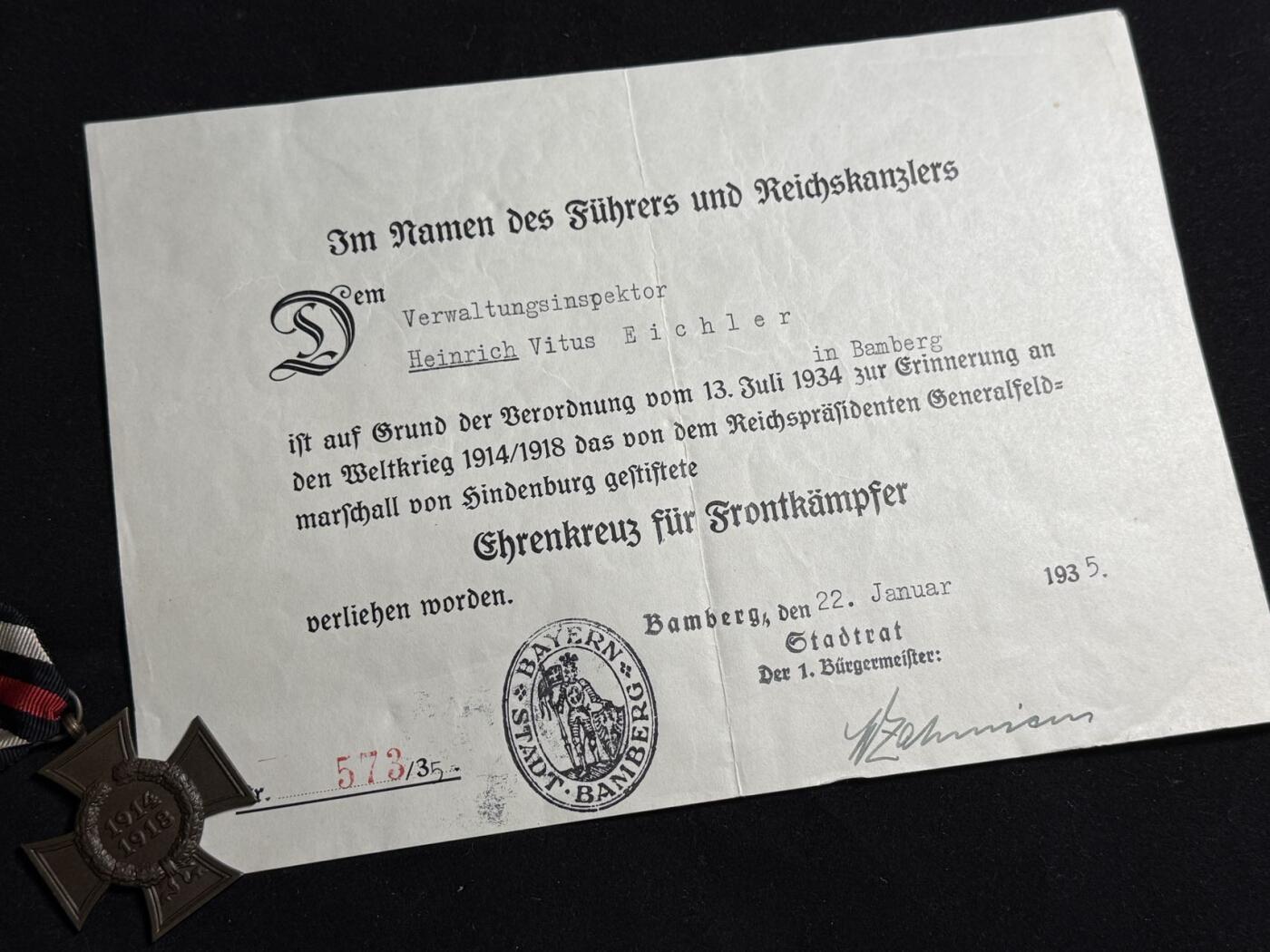 戎马世界章牌大赏第108期 德国兴登堡奖章，带证，民事版