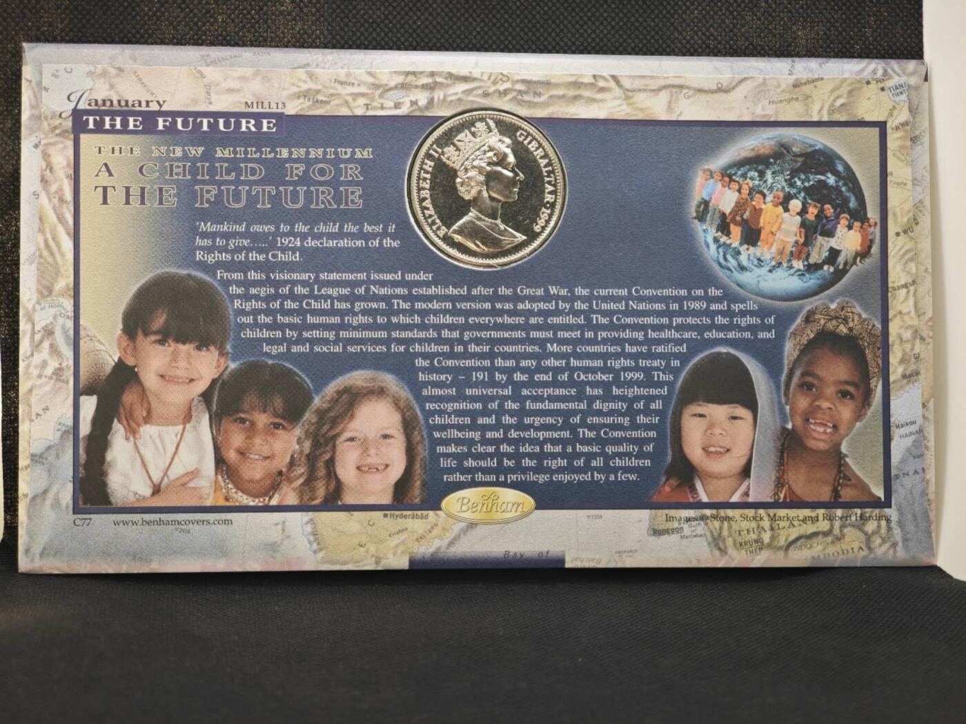 【淘币小摊】限时拍第八百零七拍  克朗币邮币封场  满百包邮可预留两周  周一统一发货   直布罗陀1999年小天使克朗纪念币邮币封