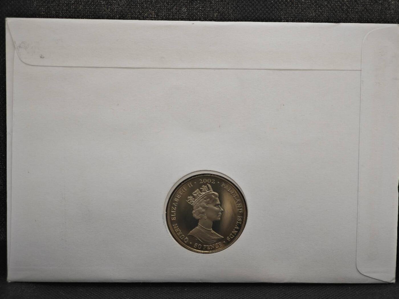 【淘币小摊】限时拍第八百零七拍  克朗币邮币封场  满百包邮可预留两周  周一统一发货   福克兰群岛2002年女王登基金禧50便士纪念币邮币封