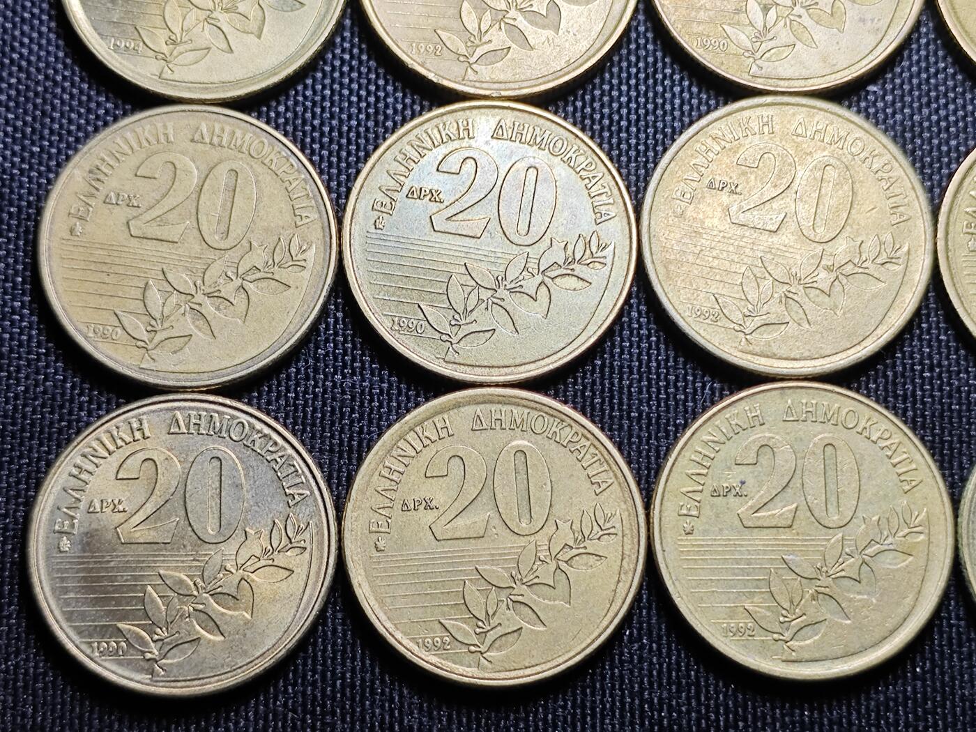 KK钱币收藏小铺 （套币 好品/批量散币 银币）专场  2月预留时间 周末发货  希腊20德拉克马一组铜币19枚