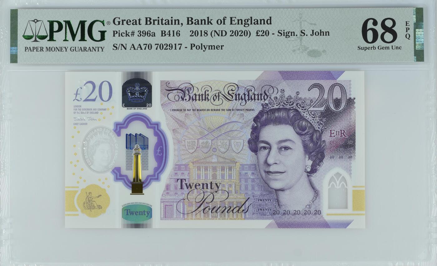 《艾美收藏》第221期-11.23周日黄金场精品荟萃 英国2018年AA冠20镑PMG68E高分无4，英国水彩之父约瑟夫·马洛德·威廉·透纳 以善于描绘光与空气的微妙关系而闻名于世 Pick#396a