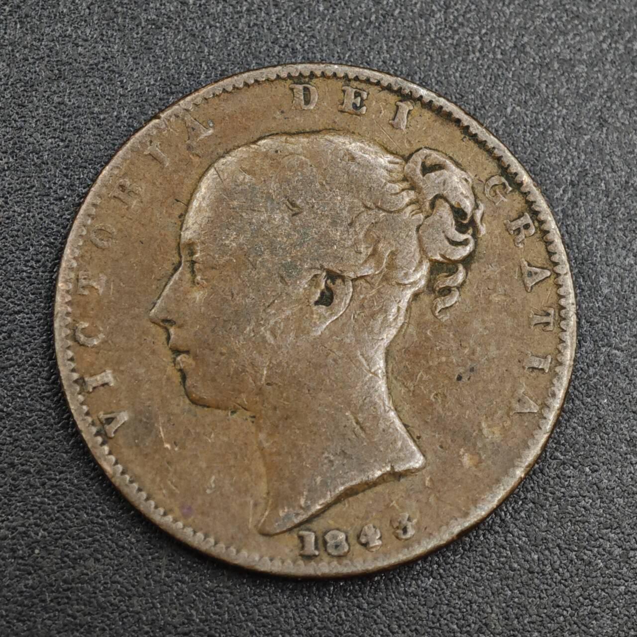 【淘币小摊】实时拍第八百零四拍   散币银币场   满百包邮可预留二周 每周一统一发货   英国1843年维多利亚法新铜币