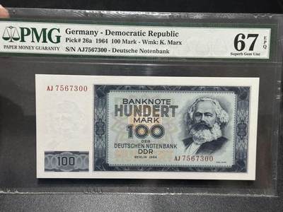 《外钞收藏家》第五百八十七期（精选场）（本平台长期征集拍品、欢迎藏友们联系合作） - 1964年民主德国 东德100马克 PMG67