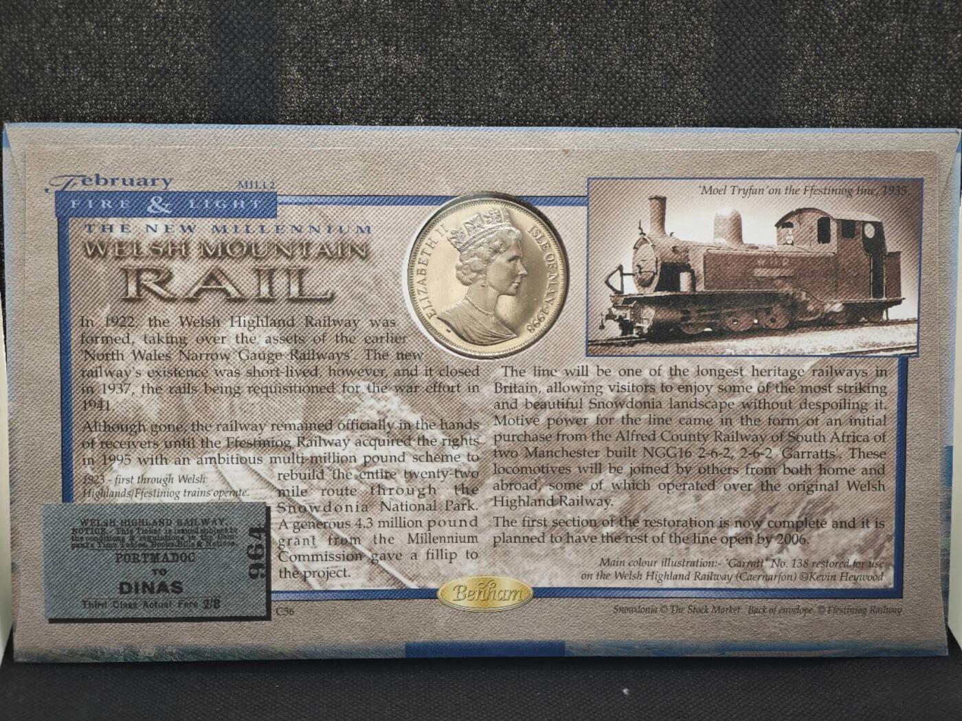 【淘币小摊】限时拍第八百零七拍  克朗币邮币封场  满百包邮可预留两周  周一统一发货   马恩岛1998年铁路125周年克朗纪念币邮币封