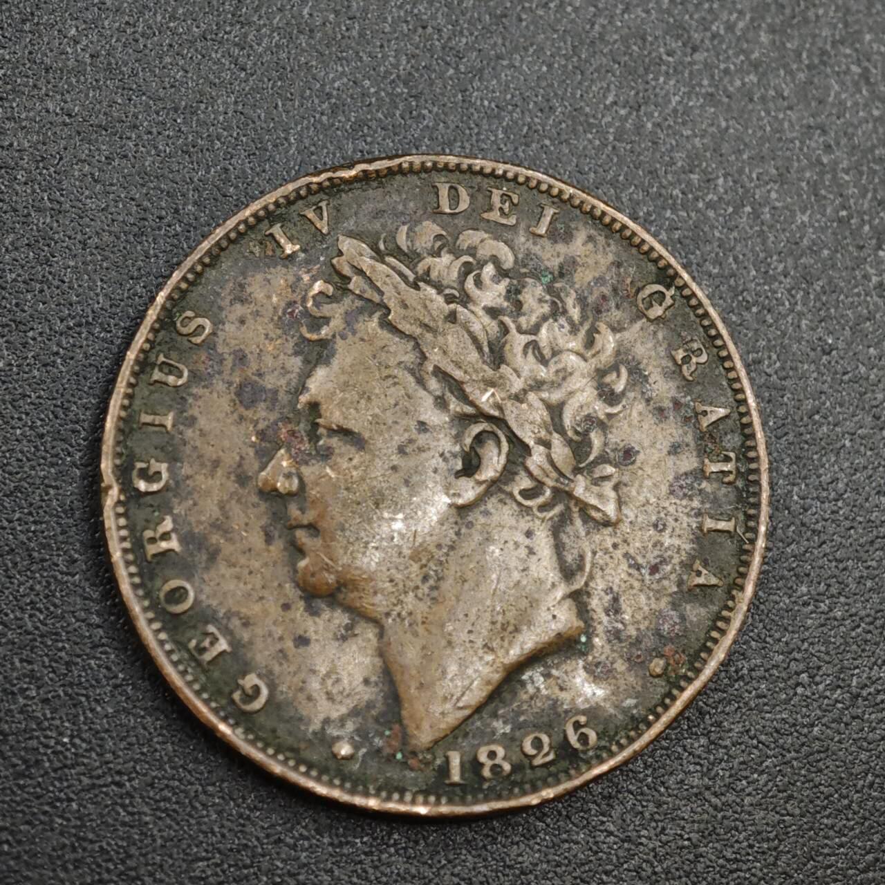 【淘币小摊】实时拍第八百零四拍   散币银币场   满百包邮可预留二周 每周一统一发货   英国1826年乔治四世法新铜币