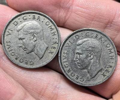 南宋泉阁俄币 外币 国币 专场第十九期 【送拍无额外佣金】 - 英国 1948年 乔治六世1先令一对 通货好品 字口还可以 