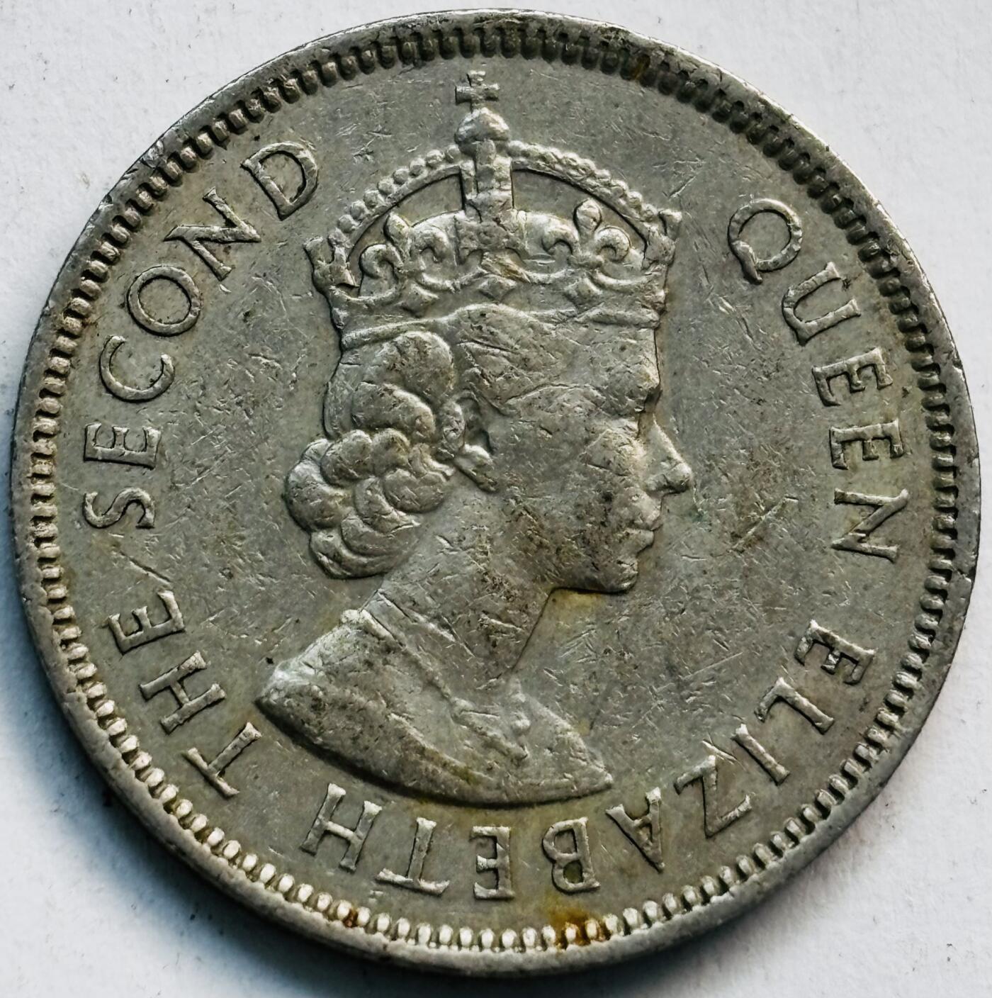 文馨钱币收藏第 282 场，【 长期接收代拍品】，加拿大老铜代用币，银币，德三系列场 少见 KN 版1965 年英属香港女王大 5 毫