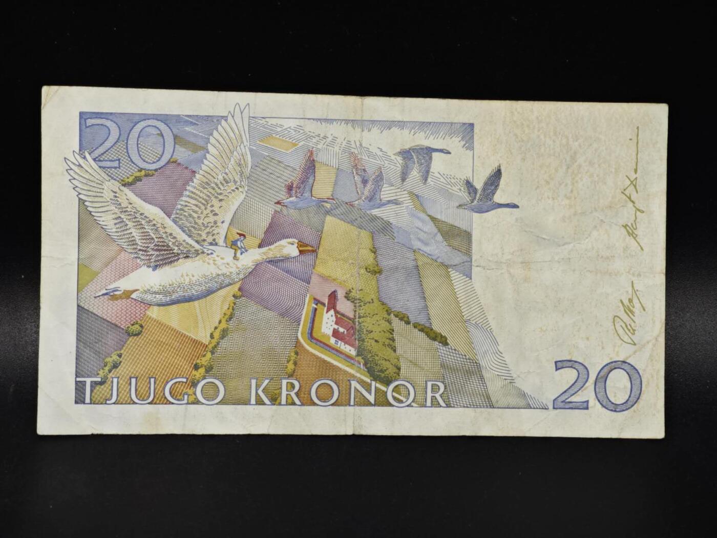 【淘币小摊】限时拍第八百零五拍  纸币场  满百包邮可预留两周  周一统一发货  瑞典20克朗纸币【有折】